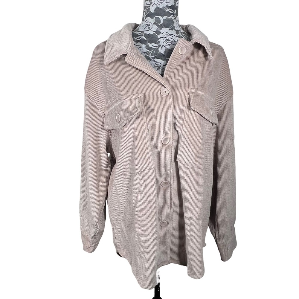 NWOT Ashley by 28 International Button Up Ribbed Collard Jacket Size Large